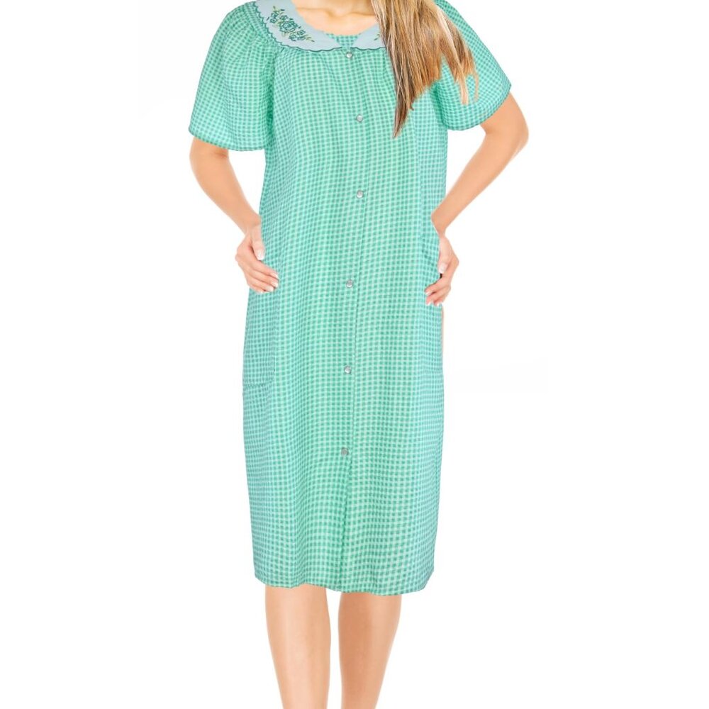 JEFFRICO House Dresses for Women with Pockets - Lightweight Breathable Green